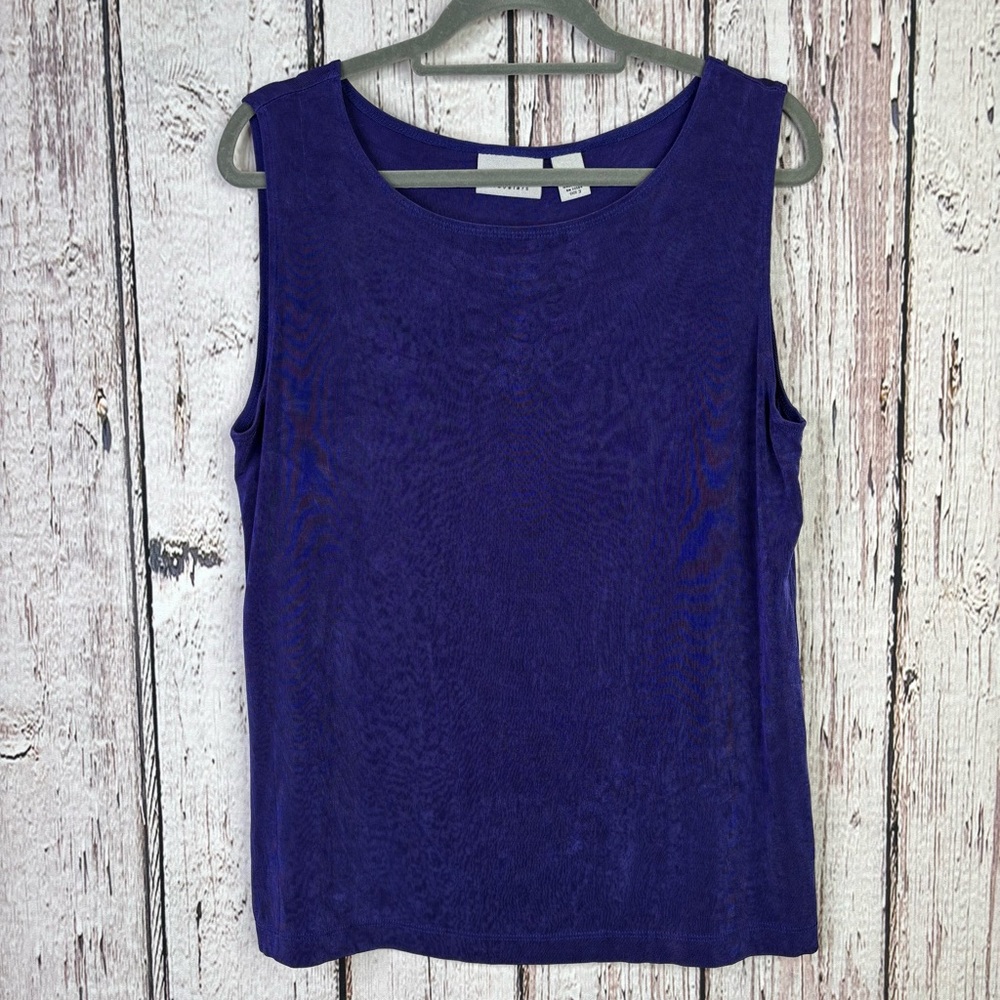 Chico’s Travelers 3|XL Stretchy Slinky Tank Top Sleeveless Dark Purple‎ Blouse
